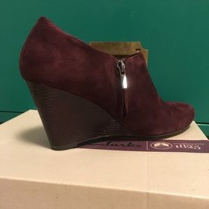 Clarks Suede Wedge Booties